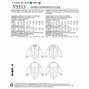 Vogue V9333 Sewing Pattern - Kathryn Brenne Designer Front Button Dress ...