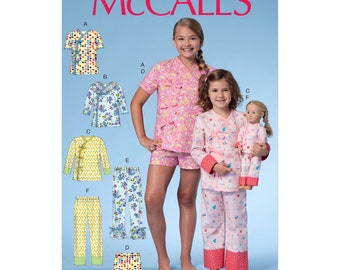 McCalls M7497 Size 3-6 or 7-14 Childrens/Girls/18in Doll Tops Shorts & Pants Sewing Pattern / Uncut FF