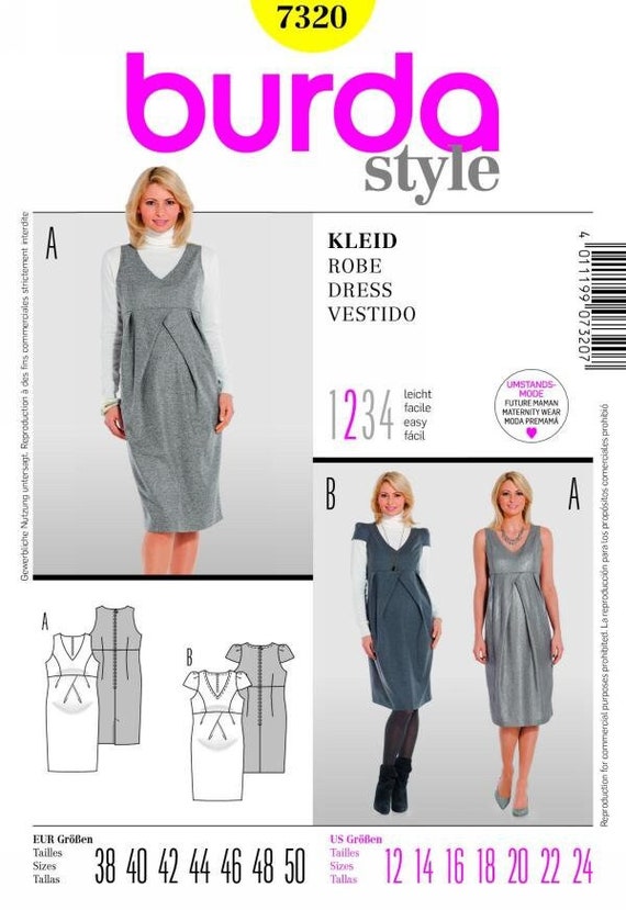 Burda 7320 Misses Maternity Dress Jumper Pattern - Etsy