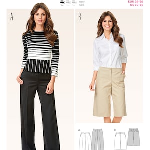 Burda 6613 Misses Pants/Trousers - Culottes - Flared Legs Sewing Pattern Size 10-24 / Uncut, FF