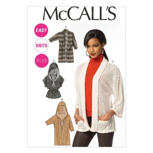McCalls Sewing Pattern M6802 - Jacket - Cardigan - Long Jacket - Size 8-16 or 18W-24w /Uncut