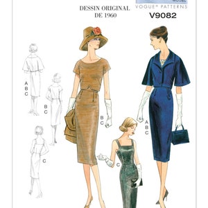 Vogue V9082 Sewing Pattern - Misses&#39; Vintage 1960 Dolman-Sleeve Jacket, Notched-Hem Top & Dress Sewing Pattern /Uncut