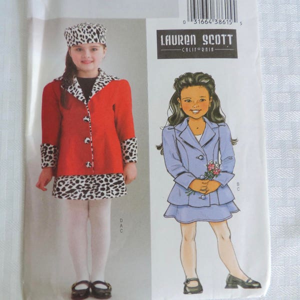 Butterick B4278 Size 6-7-8  Lauren Scott Girls Children's Jacket,Skirt and Hat Sewing Pattern / Uncut FF