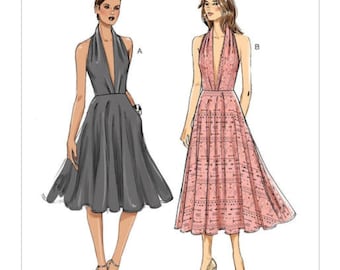 Vogue V9343 Sewing Pattern - Misses Halter Dresses - Size 6-14 or 14-22/Uncut