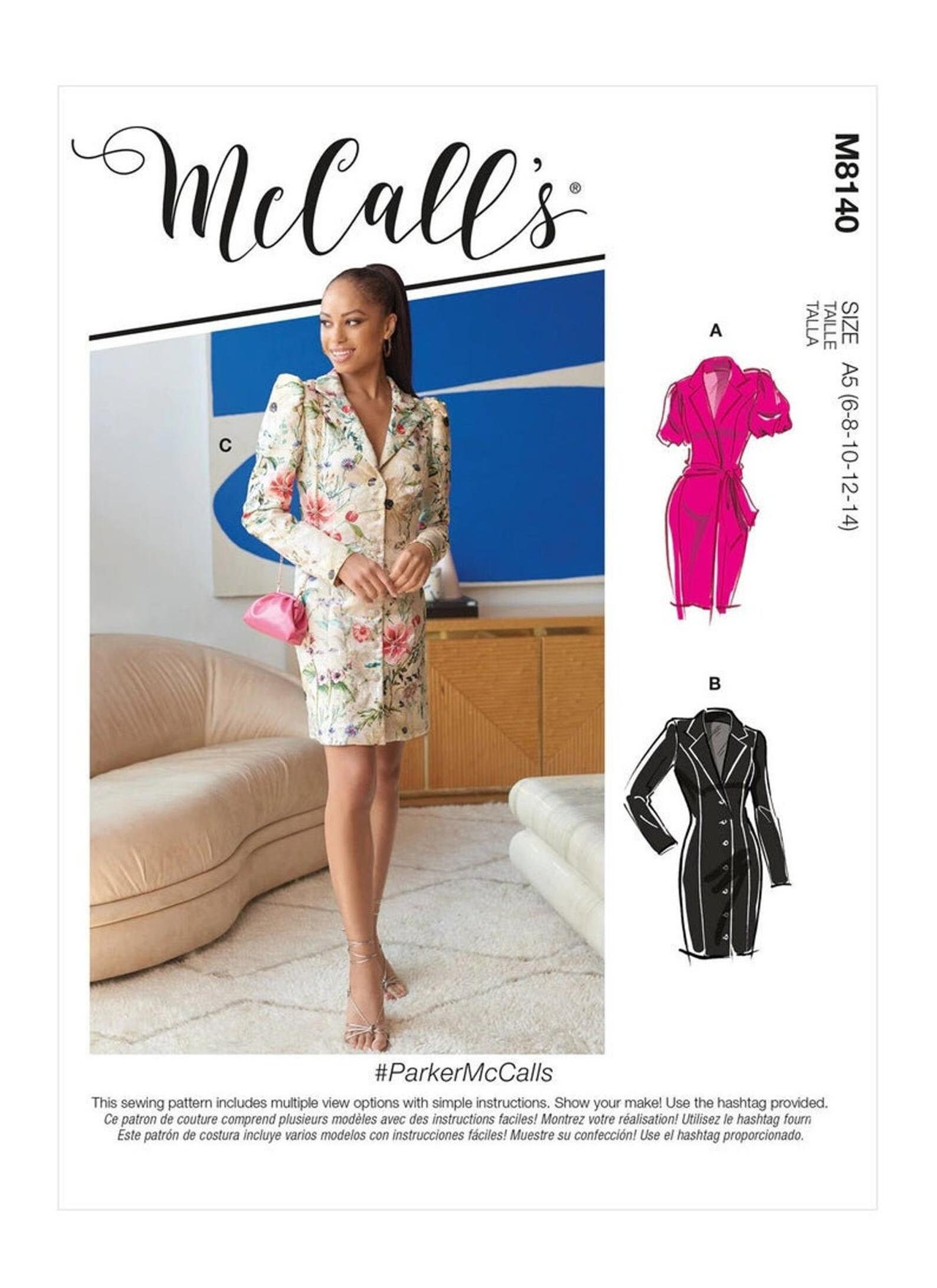 McCalls M8140 R10915 Misses Dress and Belt Sewing Pattern Size 6-14 or 16-24