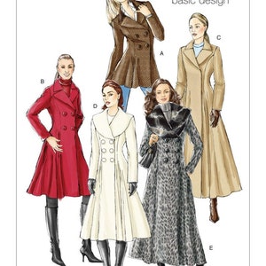 Vogue V8346 Misses Lined Fitted Double Breasted Coats Sewing Pattern - Size 6-10, 12-16 or 18-22  / Uncut FF