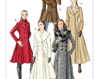 Vogue V8346 Misses Lined Fitted Double Breasted Coats Sewing Pattern - Size 6-10, 12-16 or 18-22  / Uncut FF