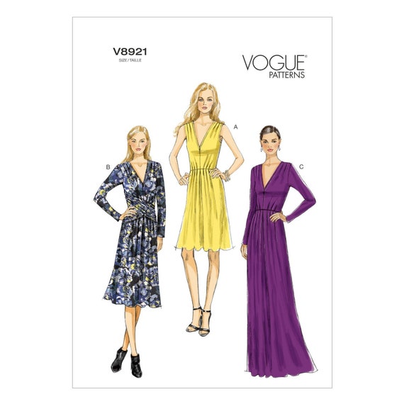 Vogue V8921 Size 6-14 or 14-22 Misses' Pleated V-neck
