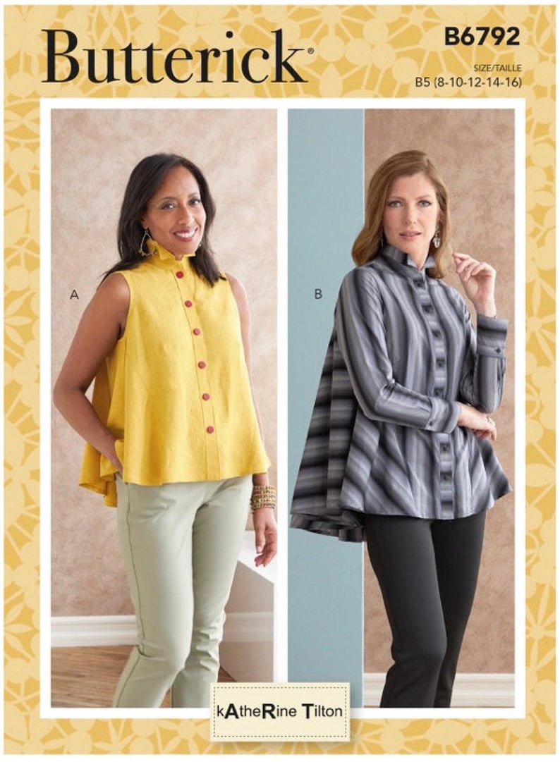 Pattern Sixe Butterick B6792 Sewing Pattern - Misses Tops, Tunic - Sixe 8-16 or 16 ...