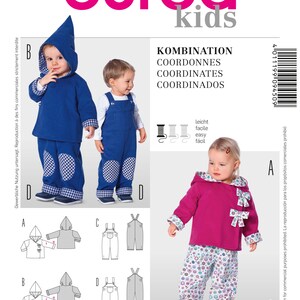 Burda Kids 9450 Size 3 Months - 2 Years Baby Hoodie Sweatshirt, Jacket and Overalls Sewing Pattern / Uncut FF