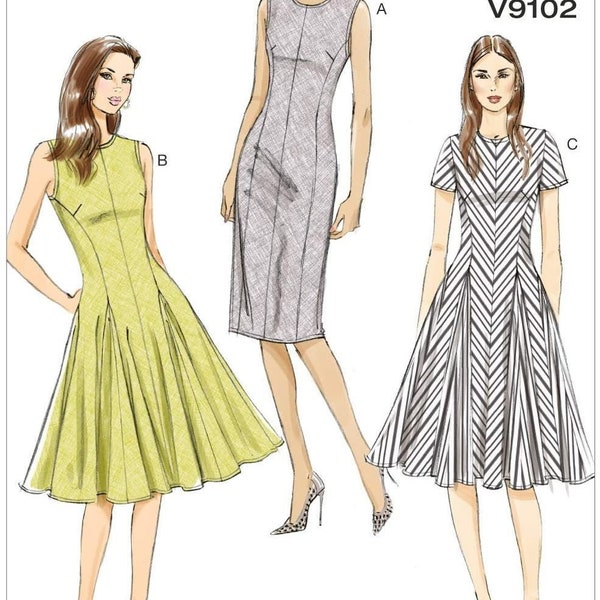 Vogue V9102 Misses Bias Dress Sewing Pattern Size 6-14 or 14-22 / Uncut FF