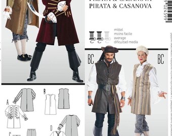 Burda 2459 Sewing Pattern Men's Costume Casanova Lois XVI Pirate EASY Jacket Sizes 36-48