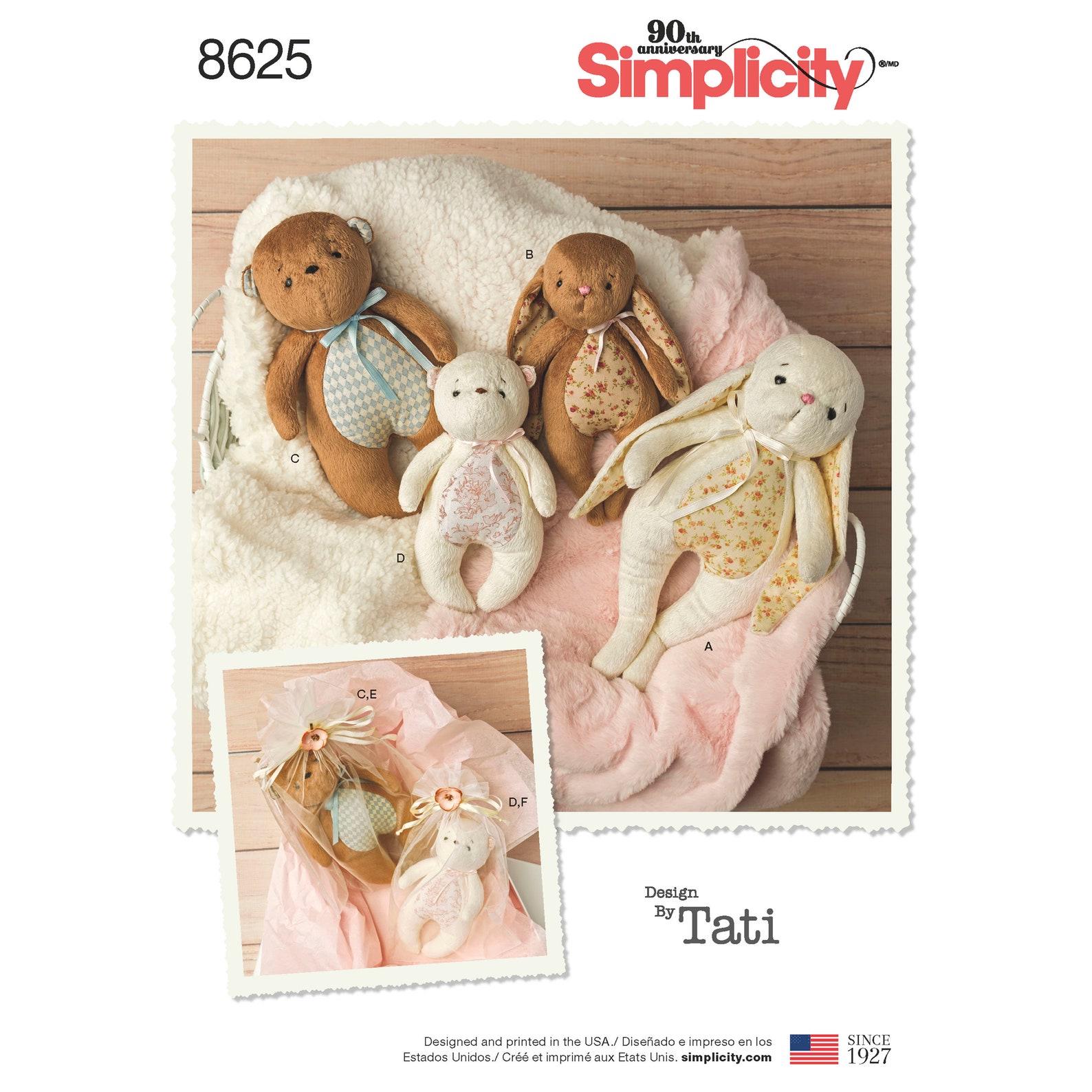 Simplicity Rabbit Patterns Simplicity 8625 Sewing Pattern for Stuffed Animals and Gift Bags Bear ...