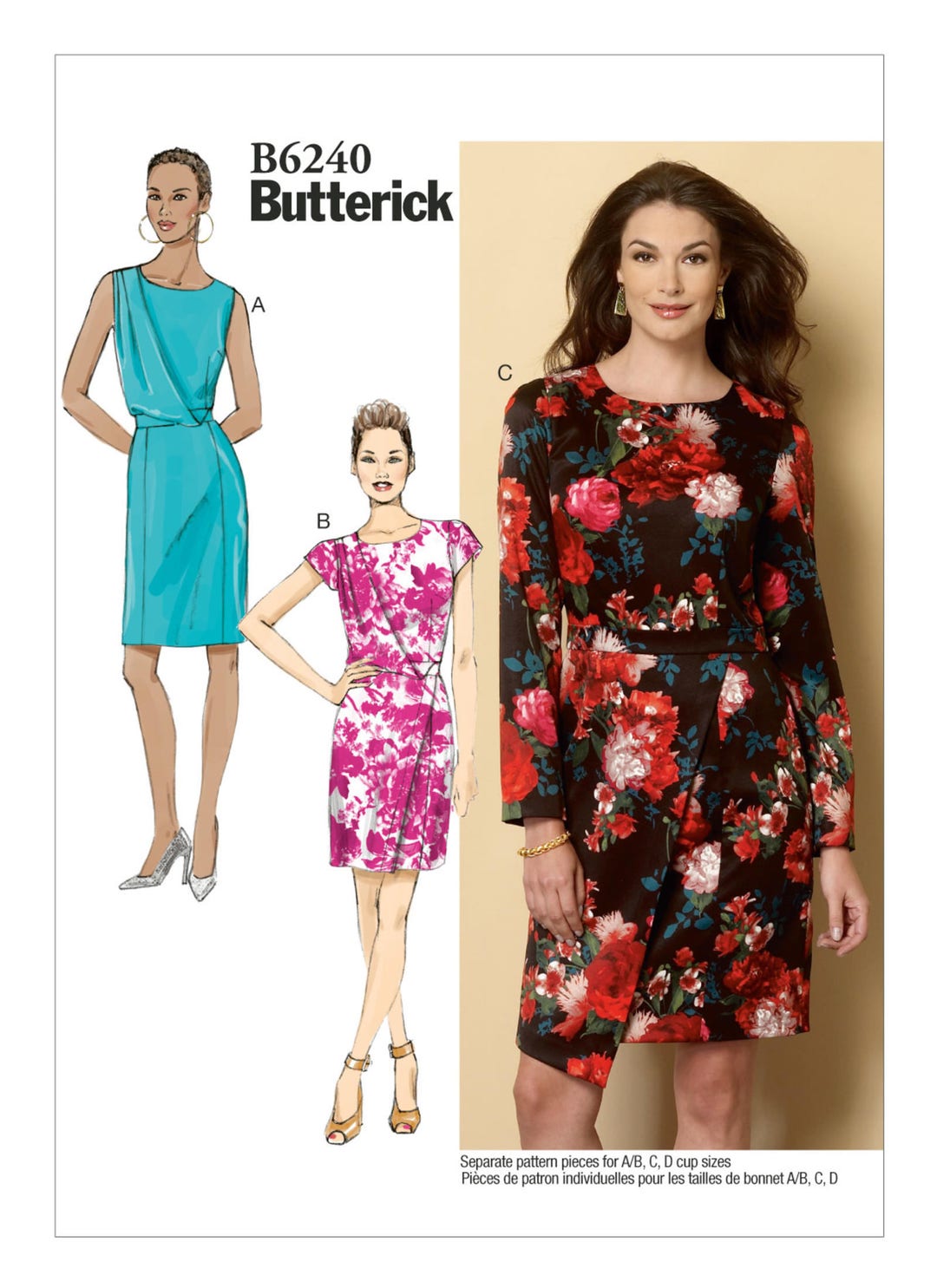 Butterick B6240 Size 6-14 or 14-22 Misses Fitted Dress Sewing - Etsy