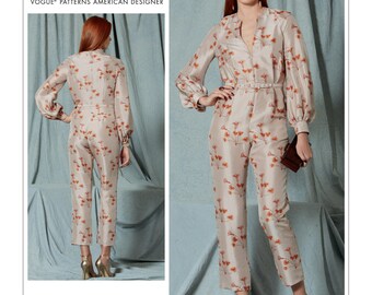 Vogue V1523 Size 6-14 or 14-22 Rachel Comey Misses' Bishop Sleeve Jumpsuit and Belt Sewing Pattern / UNCUT Factory Folded