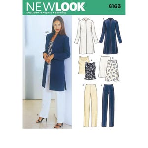 New Look 6163 Sewing Pattern - Misses Tops, Pants, Cardigan, and Skirt, Tank Top, Straight Skirt, Size 8-18, Uncut FF