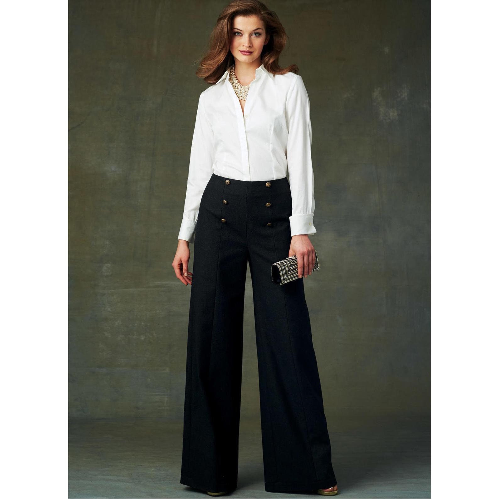Vogue V9282 Misses Wide Leg Pants With Button Detail Sewing