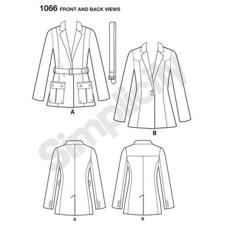 Simplicity 1066 Size 6-14 or 16-24 Mimi Style Misses Lined Jacket ...