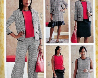 Butterick #B6795/R10760~Misses Wardrobe Pattern~ Misses' Jacket, Dress, Top, Sash, Skirt & Pants Size 6-14 or 16-24/Uncut, FF