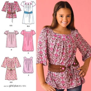 Simplicity 2689 Girl's Plus Size 8 1/2 - 16 1/2 Dress or Tunic and Belt Sewing Pattern  / UNCUT Factory Folded
