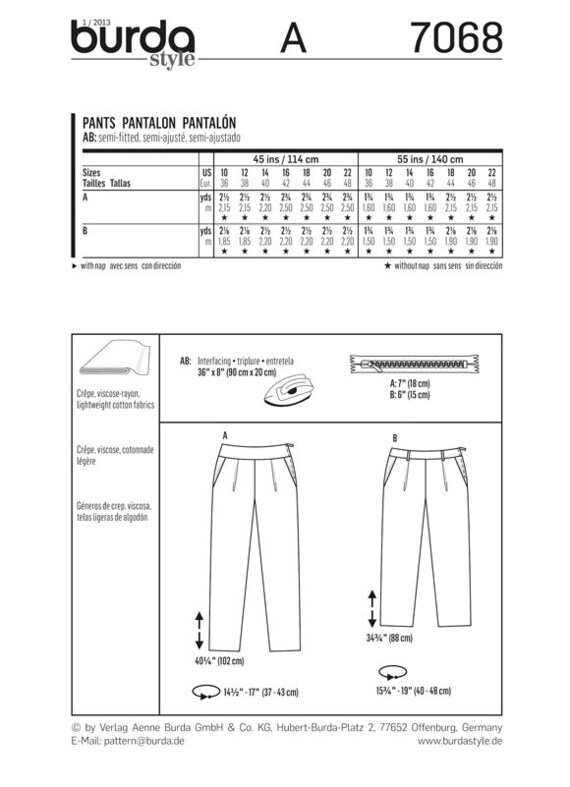 Burda 6665 WOMENS PANTS Pattern Easy to Sew Casual Pull-on Pants Sweatpants  Burda Young Size 8 to 18 Uncut Womens Sewing Patterns 