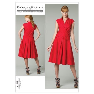 Vogue V1219 Size 6-12 or 14-20 Donna Karan Misses Wrap Bodice Dress Sewing Pattern / Uncut/FF
