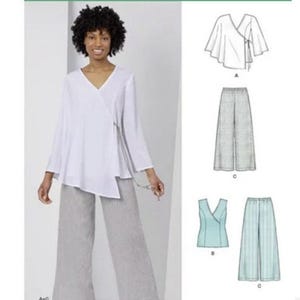 New Look Pattern 6625, New Pattern, Trendy Styles, Womens Wide Leg Pants and Two Tops - size 10-22/Uncut