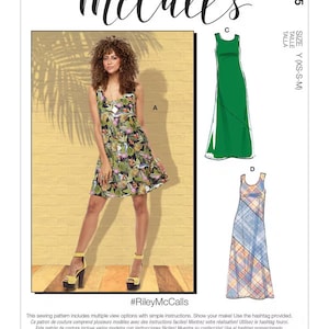 McCall's M8065 Sewing Pattern - Misses' Pullover Bias Cut Tank and Short-Sleeve Dresses size XS-S-M or  L-XL-XXl FF