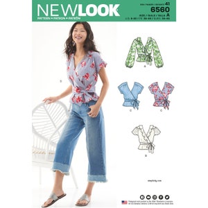 New Look 6560 Sewing Pattern - Women's Tops, Wrap Tops,  V Neck Tops - Size 8-20