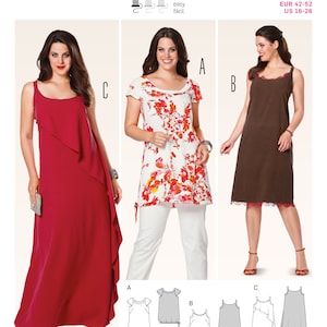 Burda 6949 Plus Size 16-26 Misses Long Dress or Tunic Sewing Pattern /  Uncut FF