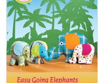 Kwik Sew K240 Stuffed Elephant Toys,  Ellie Mae Designs, Stuffed Animal Family, Elephants Sewing Pattern