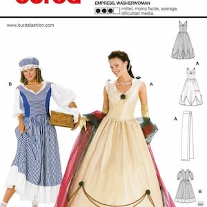 Burda 2479 Empress and Washerwoman Dress Historical Costume Sewing Pattern Size 10-20 / Uncut FF
