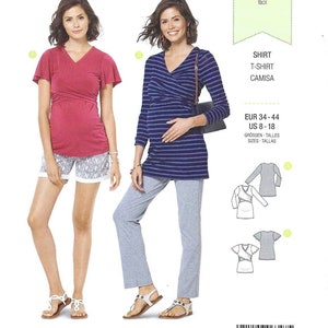 Burda 6347 Sewing Pattern - Misses Maternity Tops - Size 8-18