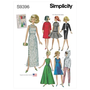 Vintage Doll Clothes for 11-1/2&quot; Doll Simplicity Sewing Pattern S9396