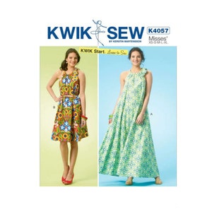 Kwik Sew K4057 Misses&#39; Gathered-Neck Dresses, Learn to Sew, Sewing Pattern Size XS-XL