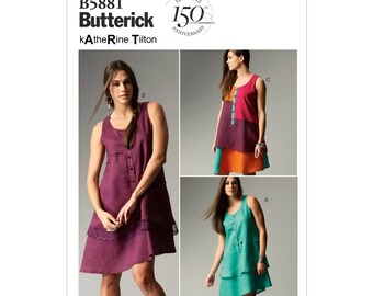 Butterick B5881 Size 8-16 or 16-24 Misses Patchwork Pullover Dress Sewing Pattern / Uncut FF