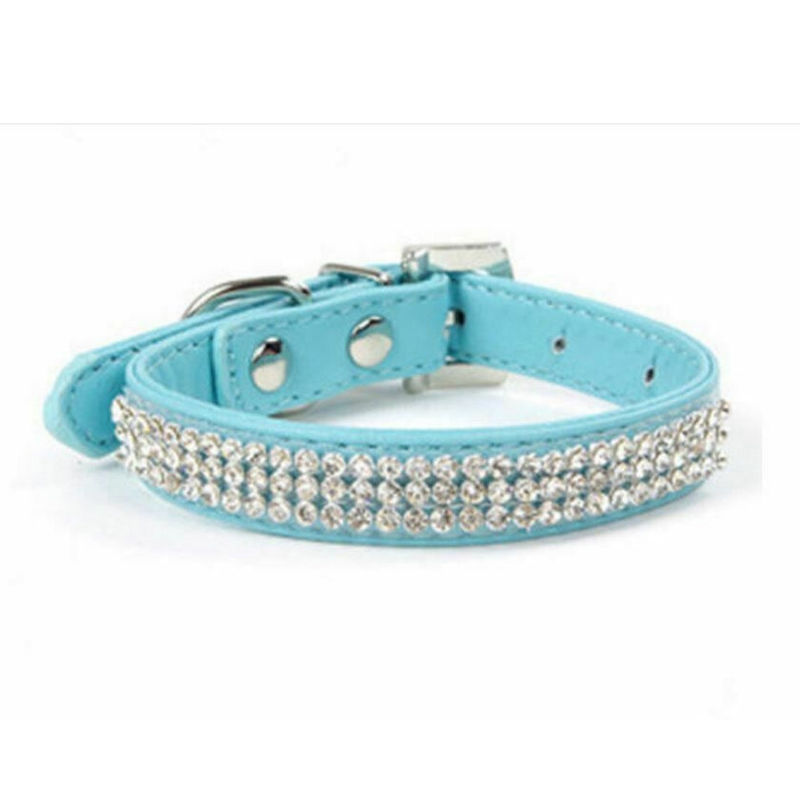 Leather Rhinestone Diamante Dog Collar Soft Bling Puppy Pet UK Etsy