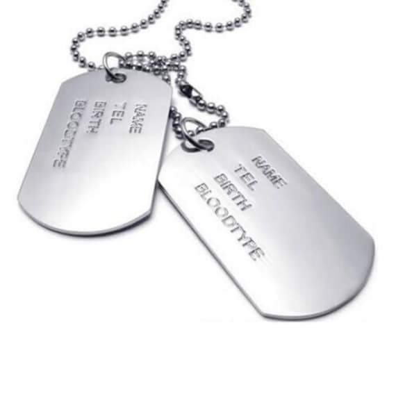 Army Dog Tags, Personalised Tag, Name Necklace, Military Dog Tag - Silver  Name Necklace,Gift for Christmas, Fathers Day Gift, Gift for Mom