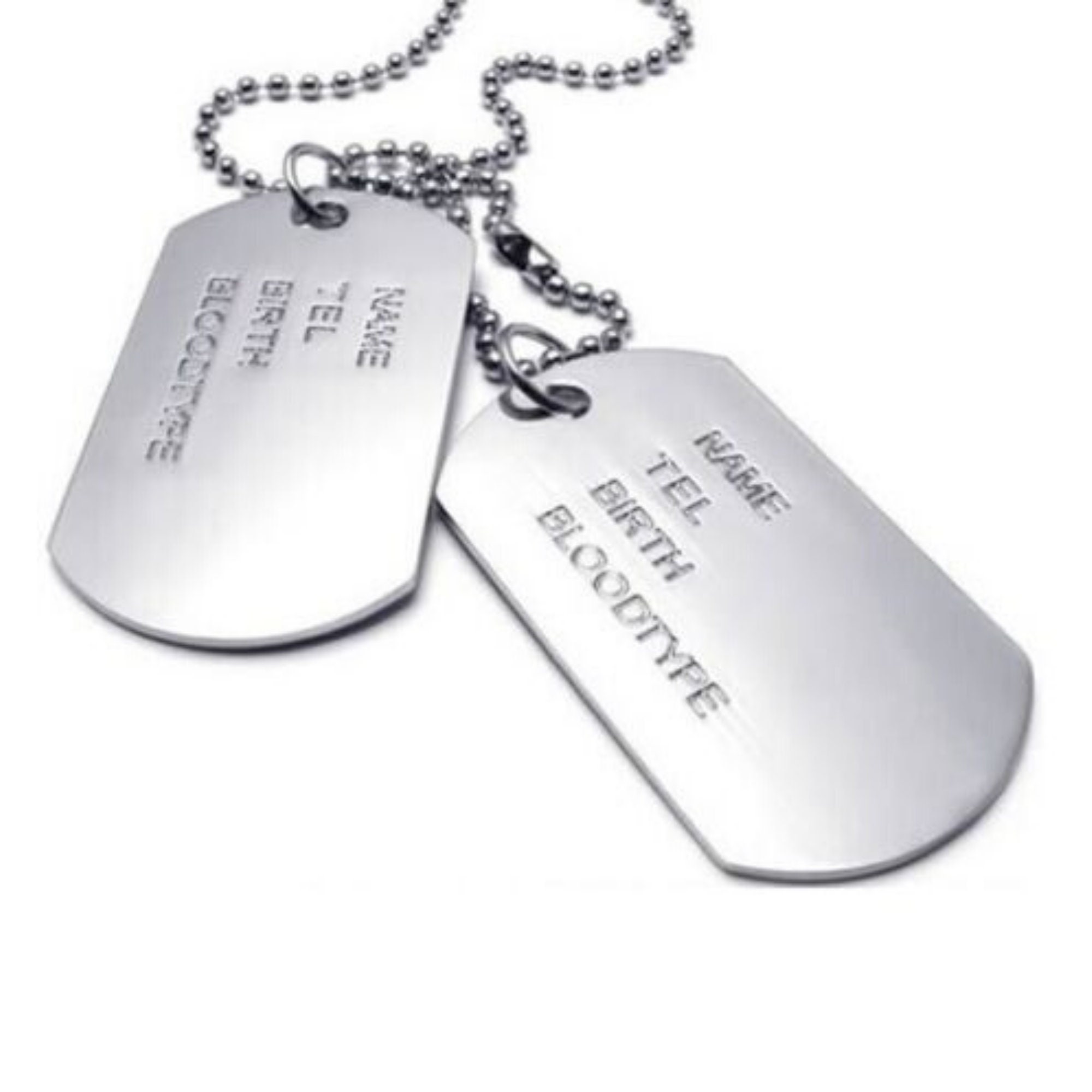 Personalised Engraved Dog Tags Text Steel Army Military Necklace Tag  Engraving