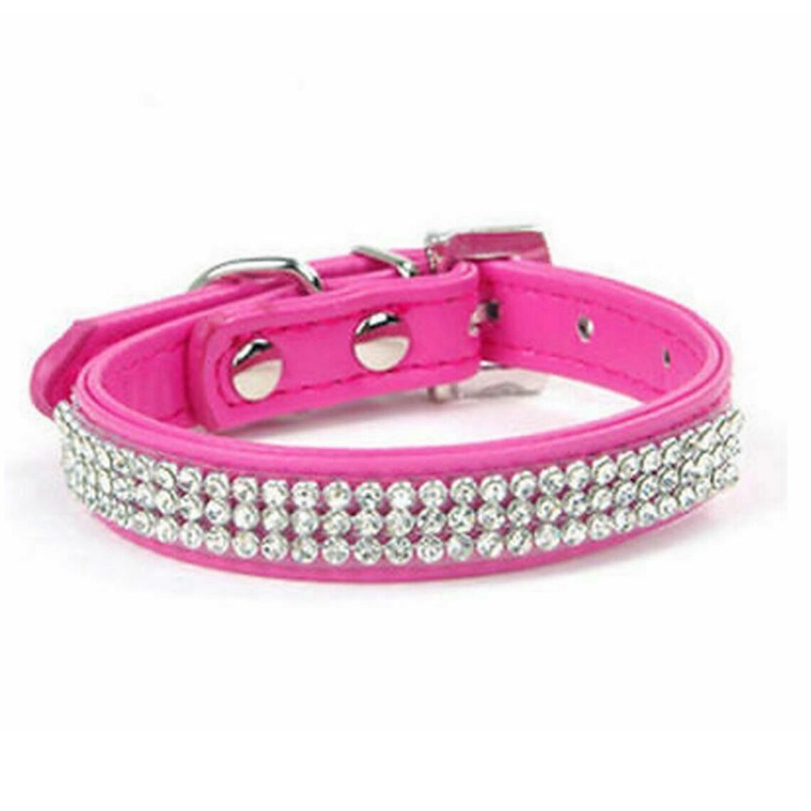 Leather Rhinestone Diamante Dog Collar Soft Bling Puppy Pet UK Etsy