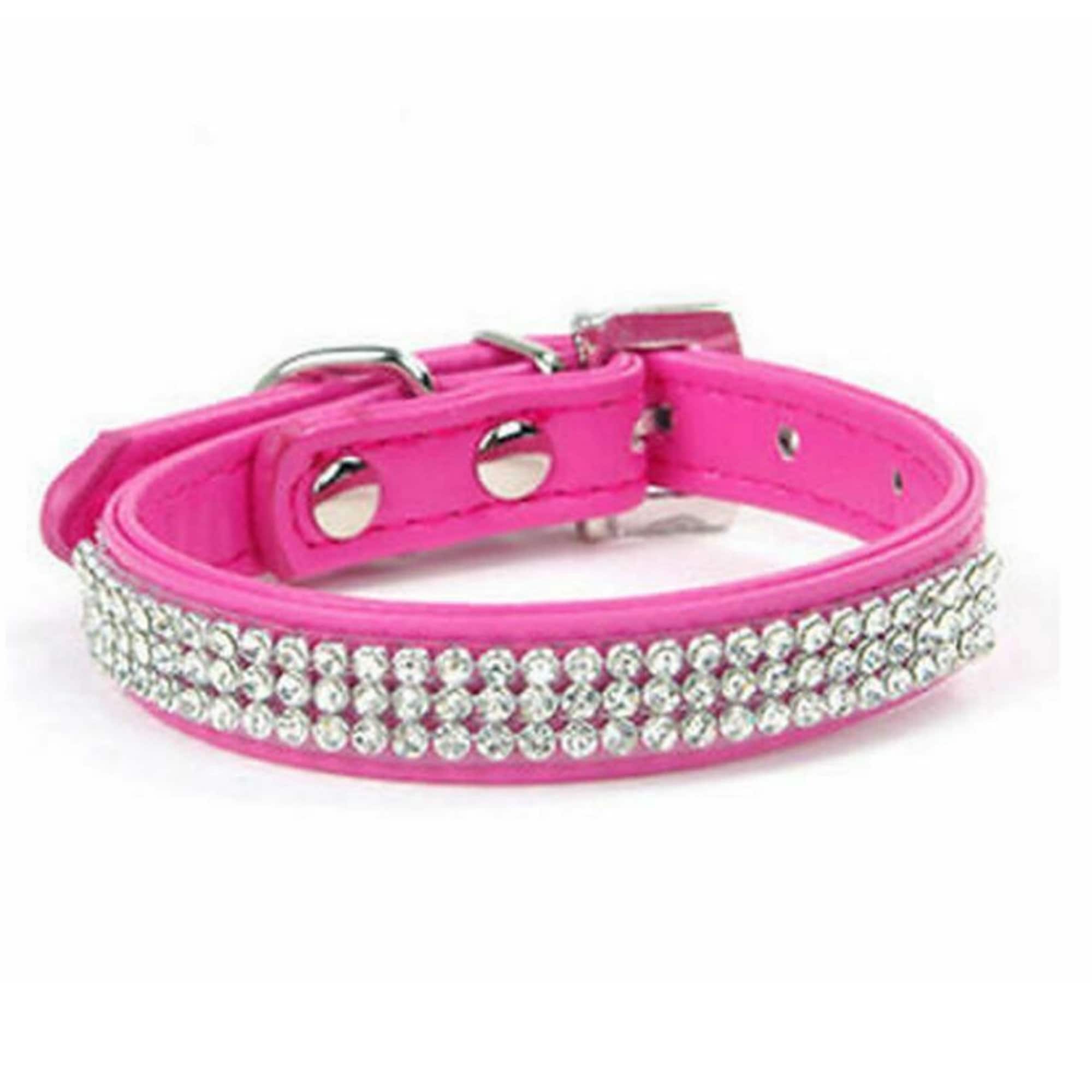 Leather Rhinestone Diamante Dog Collar Soft Bling Puppy Pet UK Etsy UK