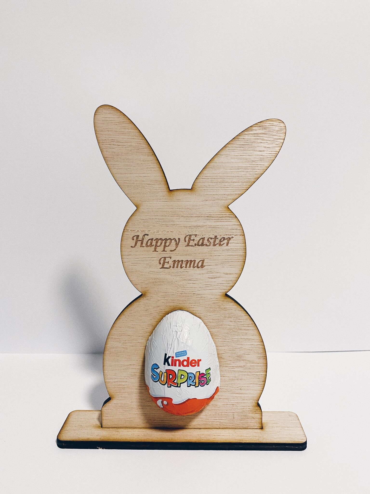 Leuke Easter Kinder Egg houder bunny vorm decoratie paastafel konijn decor uniek laser gesneden geschenk van natuurlijk multiplex