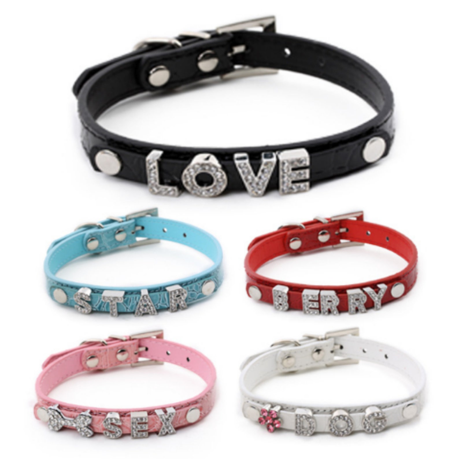 Personalised Dog Collar Bling Dog Collar Leather Dog Collar Etsy UK