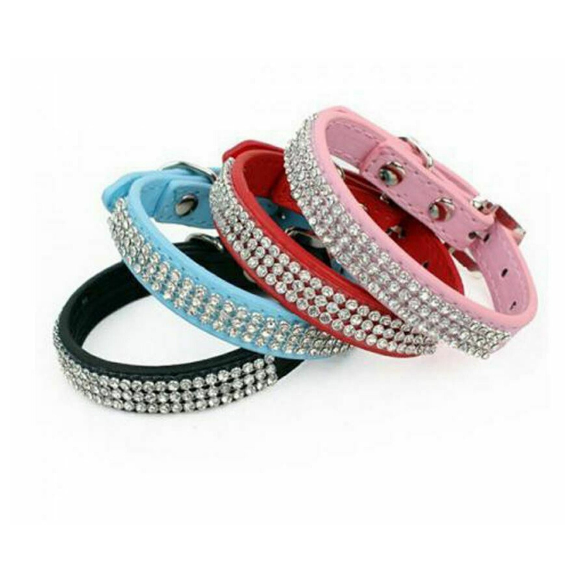 Leather Rhinestone Diamante Dog Collar Soft Bling Puppy Pet UK Etsy UK