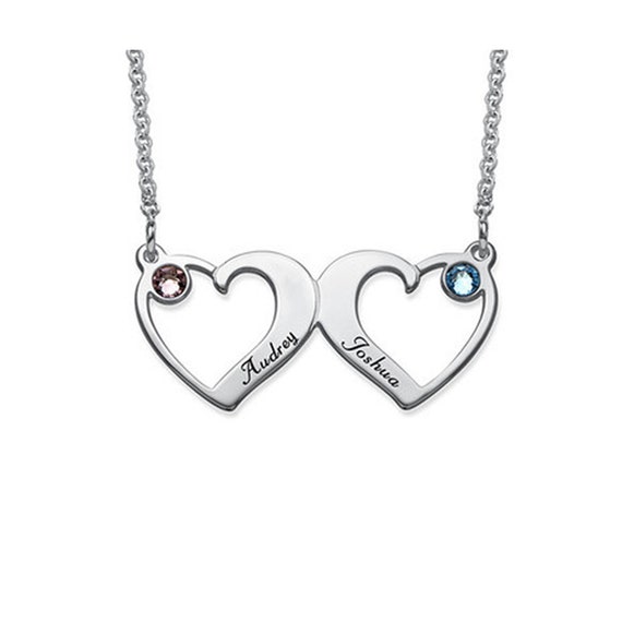 Custom Photo Double Heart Locket 925 STERLING SILVER 