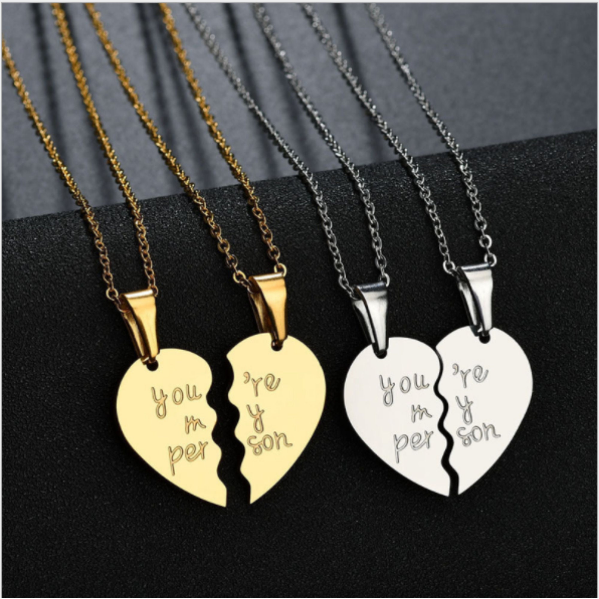 Necklace For Girlfriend And Boyfriend Half Hearts