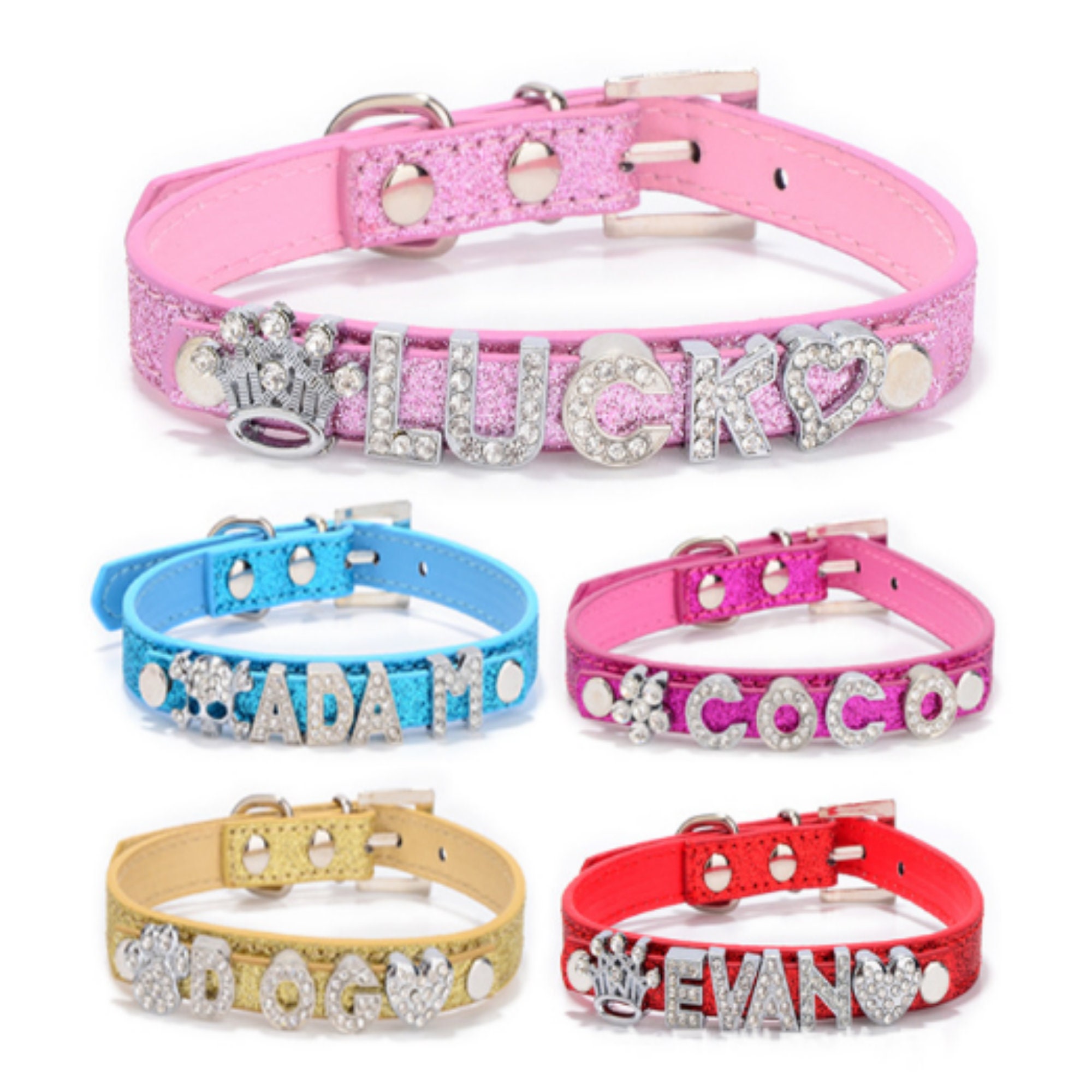 Dogs Kingdom Crystal Rhinestone Necklace Bling Pet Collars for Small Pets Cats Collar 