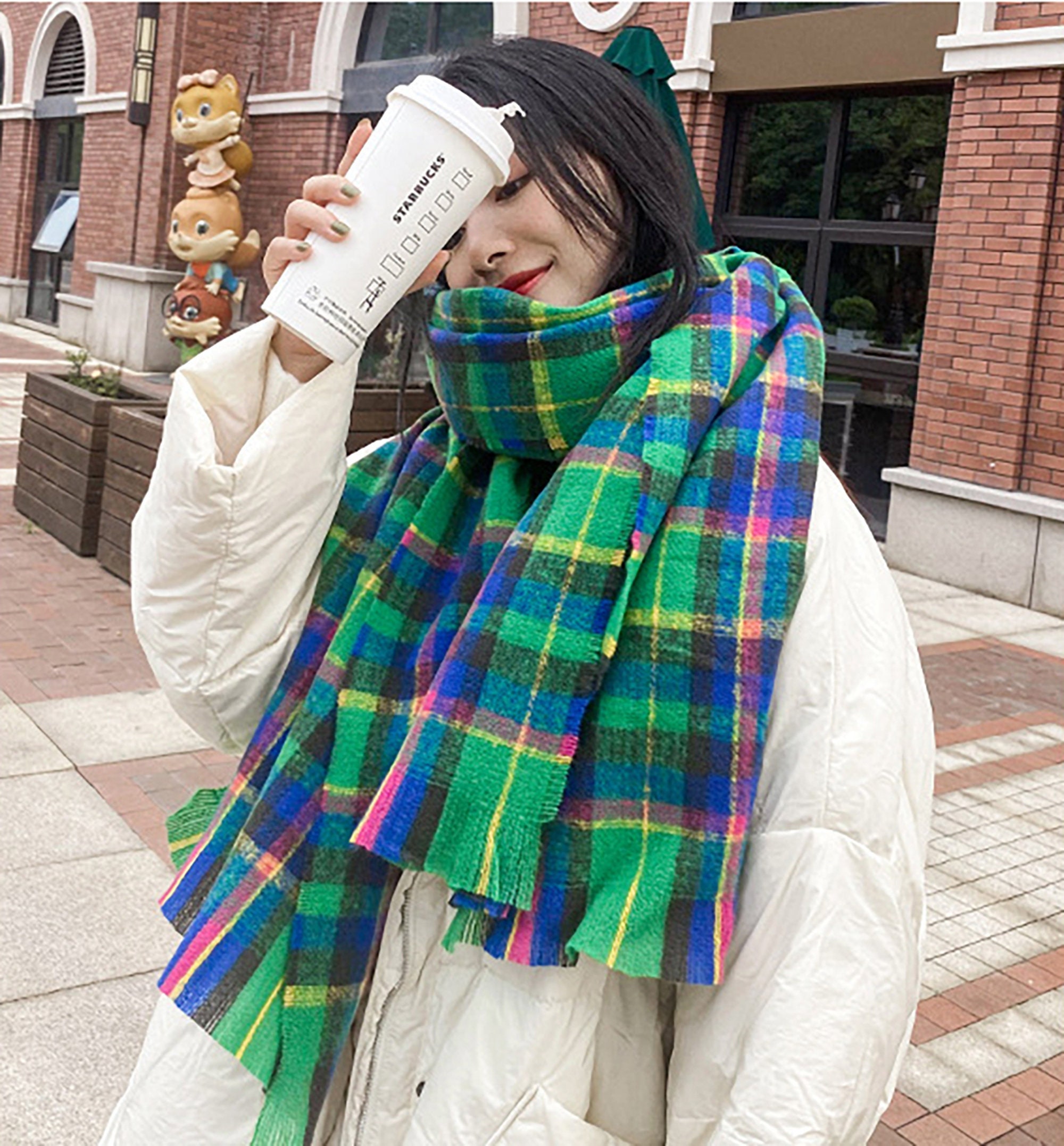New Winter Warm Cashmere Scarf Women Dual-Use Blanket Fashion