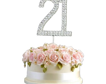 7cm Rhinestone Crystal Diamante Number Cake Topper Monogram Birthday Numbers 