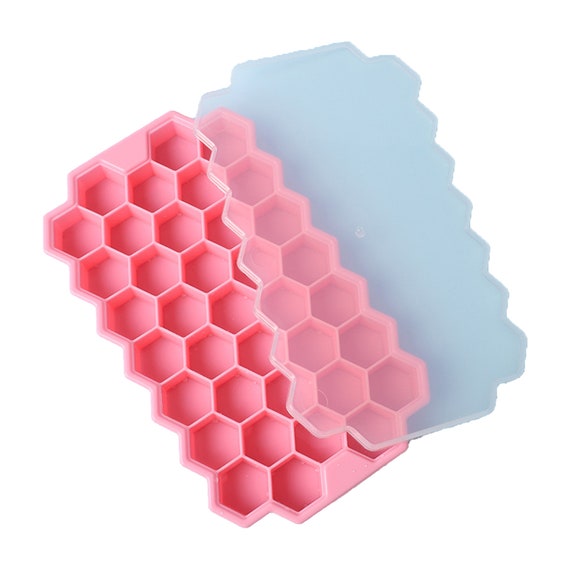 Honeycomb Hexagon Ice Cube Silicone Mold With Lid Options